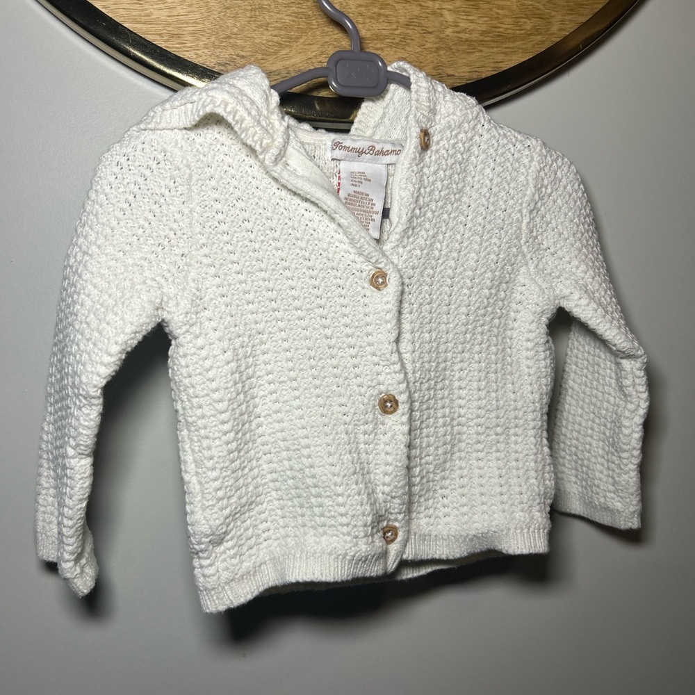 5 for $30 Tommy Bahama Kids White Knit Sweater - Picture 3 of 9